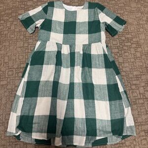 Roolee Kids Dress in Green and White Plaid